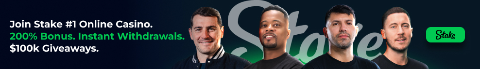 Stake.com content banner ad on GAMES.GG featuring football ambassadors